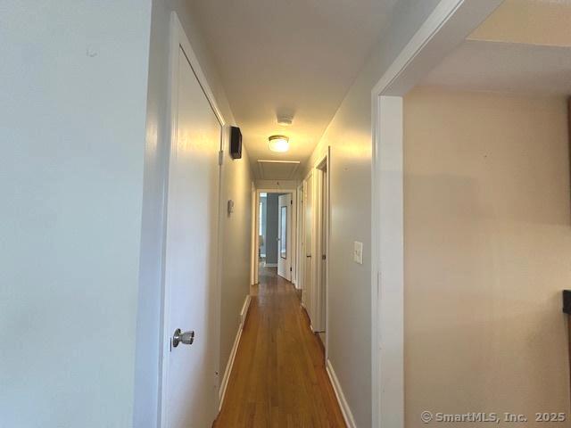 15 Bargate Rd, Clinton, CT 06413 - corridor featuring attic access and wood finished floors