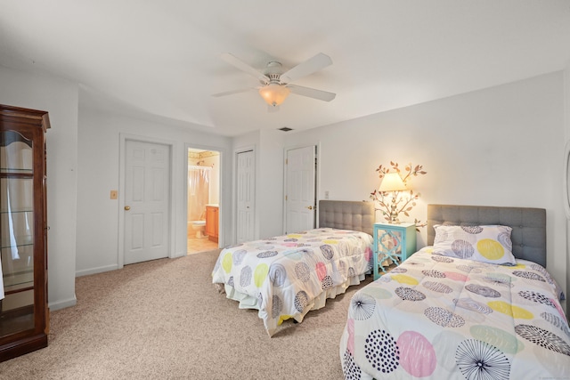 100 Chandler, Windsor, CT 06095 - carpeted bedroom with connected bathroom, a ceiling fan, and a closet