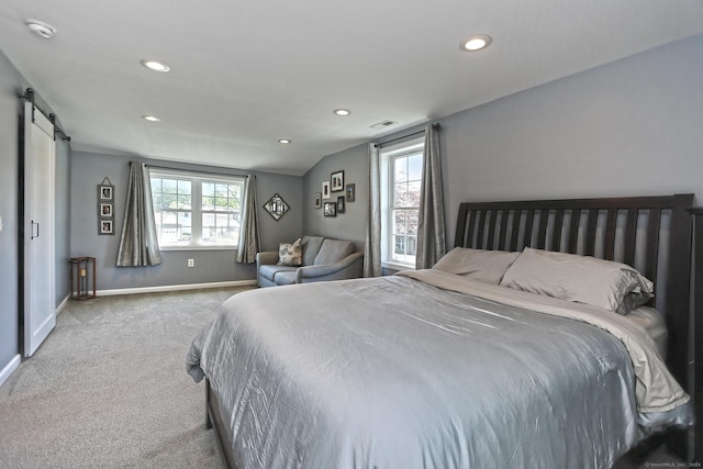 30 Wilcox Rd, Milford, CT 06460 - bedroom featuring carpet, recessed lighting, and a barn door
