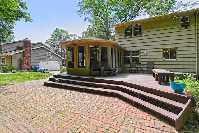 55 Gate Way, Hamden, CT 06518 - back of house with a sunroom, a deck, and an outbuilding