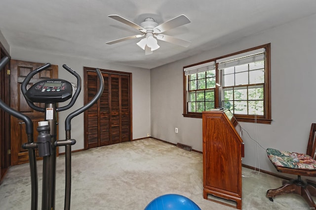 55 Gate Way, Hamden, CT 06518 - exercise area featuring ceiling fan and light carpet