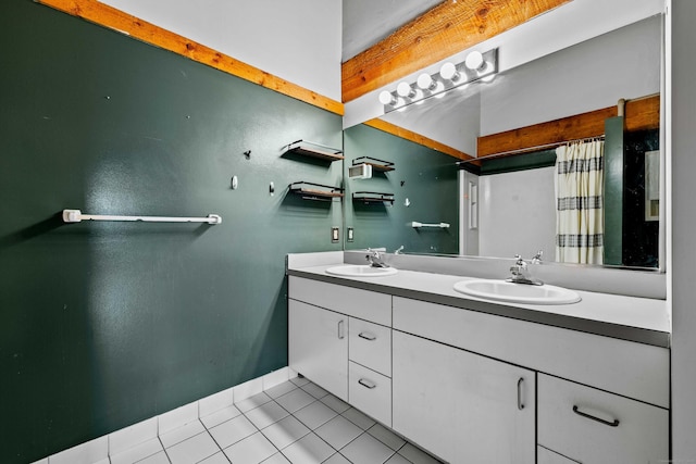 68 Thermos Ave Unit 302D, Norwich, CT 06360 - bathroom with tile patterned flooring, double vanity, and curtained shower