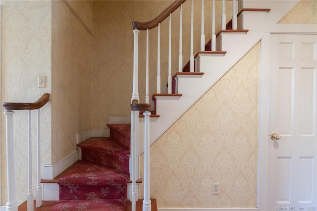 300 Ridgefield Rd, Wilton, CT 06897 - stairs featuring wallpapered walls
