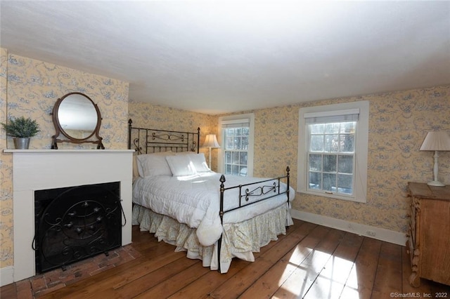 300 Ridgefield Rd, Wilton, CT 06897 - bedroom with wallpapered walls and hardwood / wood-style flooring