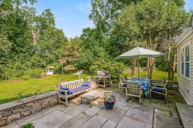 300 Ridgefield Rd, Wilton, CT 06897 - view of patio / terrace featuring a grill, outdoor dining area, and an outdoor living space