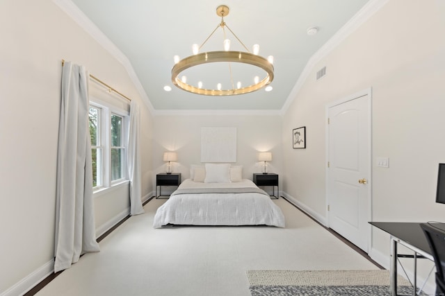 28 Great Hill Rd, Darien, CT 06820 - carpeted bedroom featuring a chandelier and ornamental molding