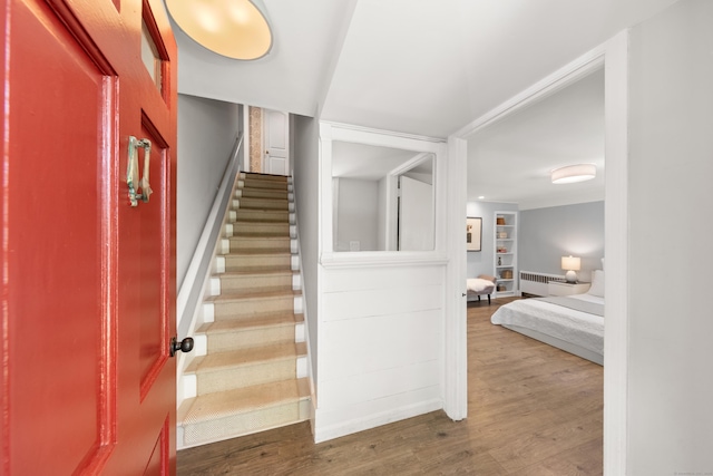 28 Great Hill Rd, Darien, CT 06820 - staircase with wood finished floors and radiator