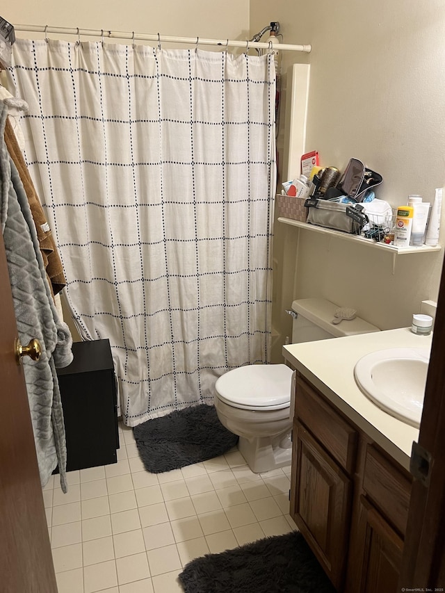 58 Milne Ave, Shelton, CT 06484 - bathroom with tile patterned floors, vanity, and curtained shower