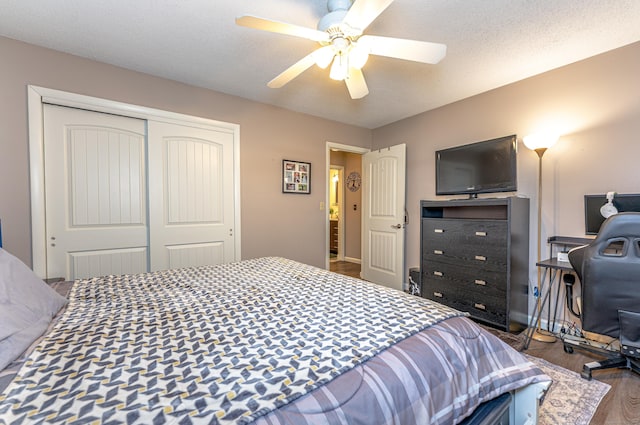 80 Richard Ave, Wolcott, CT 06716 - bedroom with a closet, wood finished floors, ceiling fan, and an office area