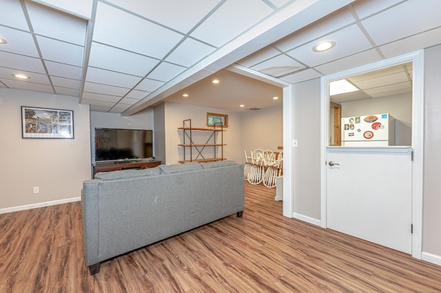 80 Richard Ave, Wolcott, CT 06716 - living room with wood finished floors, a drop ceiling, and recessed lighting