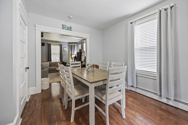 38 Florence St, Manchester, CT 06040 - dining area featuring dark wood-style floors and baseboard heating