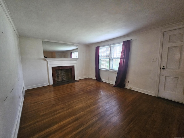 120 Nilan St, Hartford, CT 06106 - unfurnished living room with ornamental molding, wood finished floors, a fireplace, and a textured ceiling