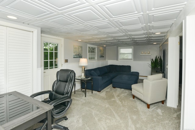 157 Windy Dr, Wolcott, CT 06705 - office space with carpet floors, an ornate ceiling, and a wainscoted wall