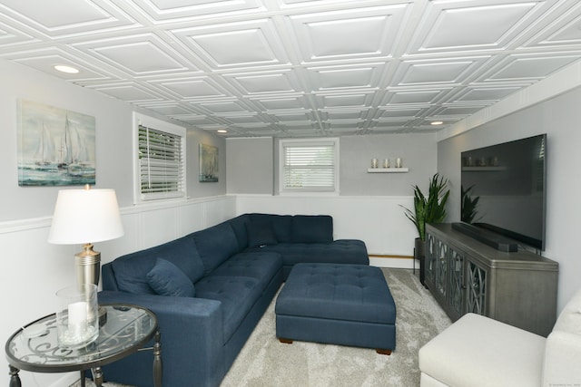 157 Windy Dr, Wolcott, CT 06705 - living area featuring an ornate ceiling and a wainscoted wall