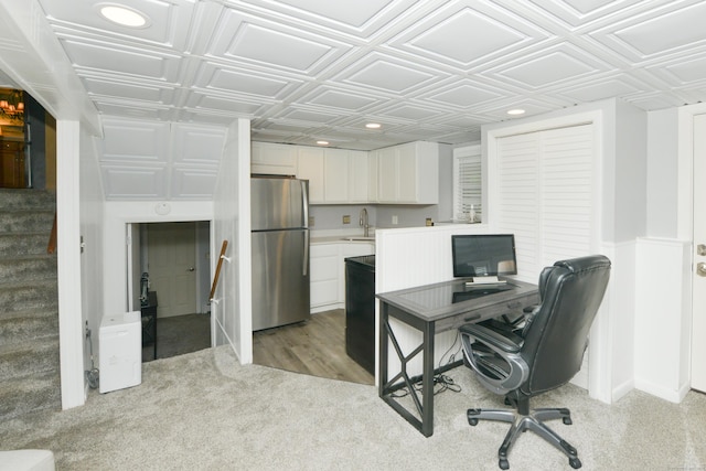 157 Windy Dr, Wolcott, CT 06705 - office featuring an ornate ceiling, recessed lighting, and light colored carpet