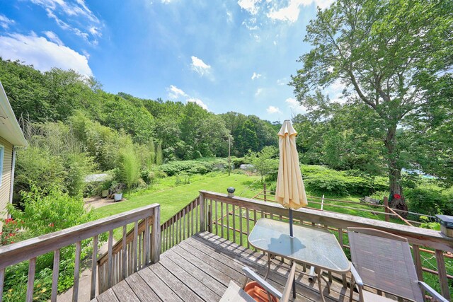 95 Hickory Rd, Naugatuck, CT 06770 - wooden terrace with a lawn and outdoor dining area
