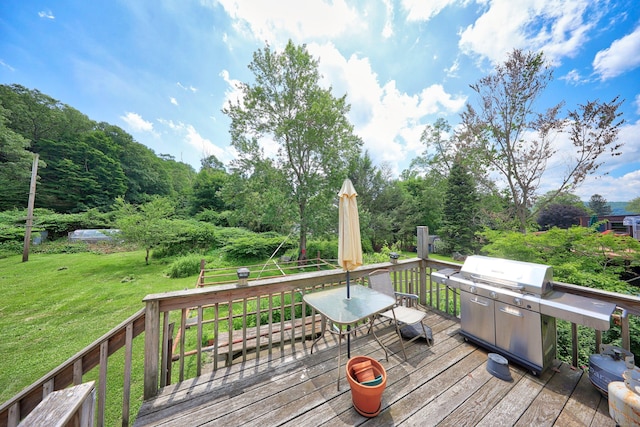 95 Hickory Rd, Naugatuck, CT 06770 - wooden terrace with a yard and area for grilling