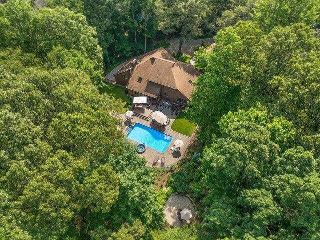 19 Pumpkin Hill Rd, Trumbull, CT 06611 - view from above of property with a pool area and a heavily wooded area