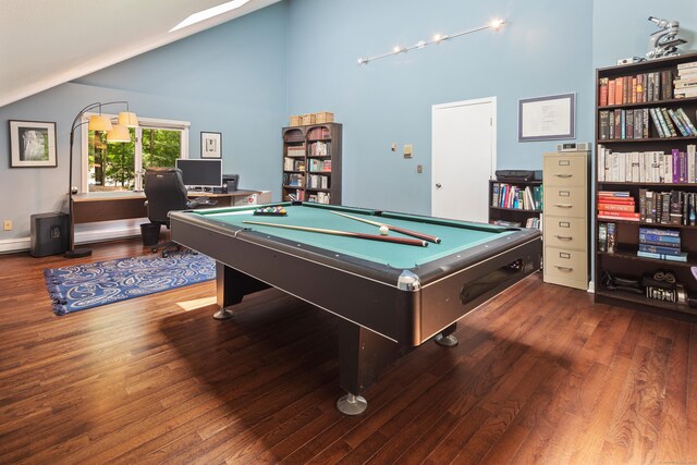 19 Pumpkin Hill Rd, Trumbull, CT 06611 - playroom featuring wood finished floors, high vaulted ceiling, and billiards table