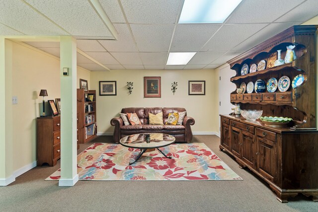 19 Pumpkin Hill Rd, Trumbull, CT 06611 - carpeted living area featuring a drop ceiling and baseboards