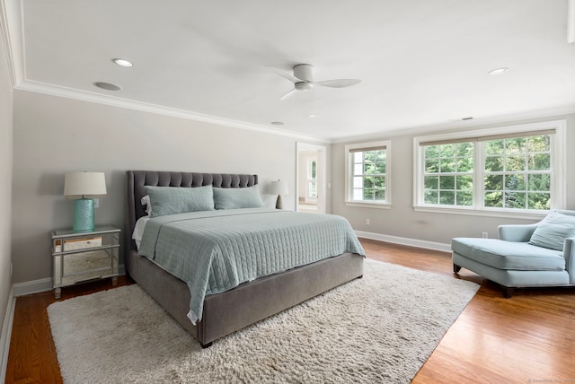 92 Hornbeam Rd, Fairfield, CT 06824 - bedroom featuring crown molding, wood finished floors, ceiling fan, and recessed lighting