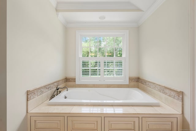92 Hornbeam Rd, Fairfield, CT 06824 - bathroom with a bath and ornamental molding