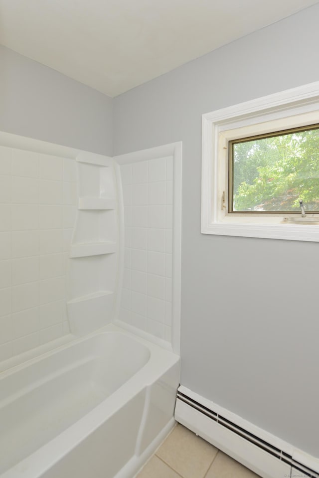 129 Tomlinson Ave, Plainville, CT 06062 - full bath featuring a baseboard heating unit and tile patterned floors