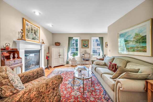 18 Overlook Ave, Middletown, CT 06457 - living area featuring light wood-type flooring and a glass covered fireplace