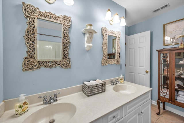 18 Overlook Ave, Middletown, CT 06457 - bathroom with double vanity and tile patterned floors