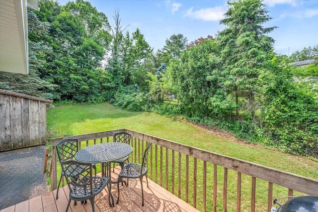 18 Overlook Ave, Middletown, CT 06457 - wooden terrace with a lawn and outdoor dining area