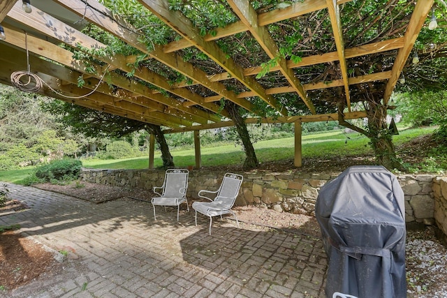 7 Calvin Rd, Wilton, CT 06897 - view of patio featuring a pergola and area for grilling