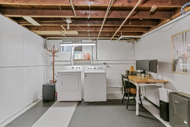 7 Calvin Rd, Wilton, CT 06897 - below grade area with washer and clothes dryer and concrete block wall