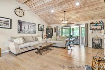 92 Seminole Ln Unit B, Stratford, CT 06614 - living area featuring wooden ceiling, lofted ceiling, wood finished floors, and recessed lighting