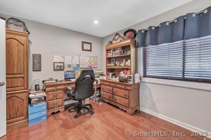 92 Seminole Ln Unit B, Stratford, CT 06614 - office area featuring wood finished floors and recessed lighting