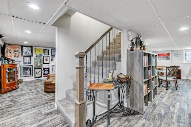 92 Seminole Ln Unit B, Stratford, CT 06614 - staircase with a paneled ceiling, wood finished floors, and recessed lighting