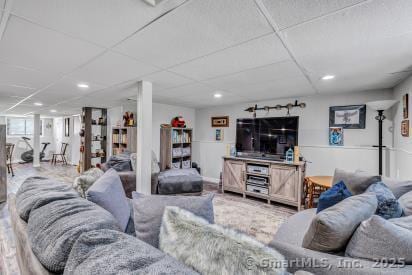 92 Seminole Ln Unit B, Stratford, CT 06614 - living area with a paneled ceiling and recessed lighting