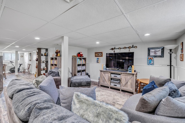 92 Seminole Ln Unit B, Stratford, CT 06614 - living room with a drop ceiling, recessed lighting, and light wood finished floors