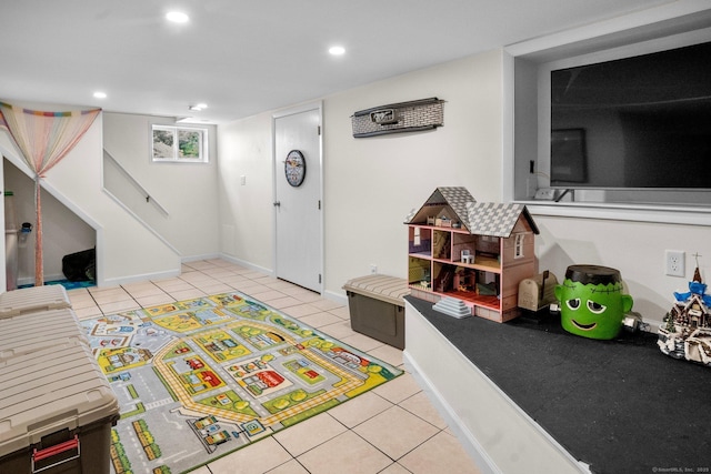 14 Maple St, Darien, CT 06820 - playroom featuring tile patterned floors and recessed lighting