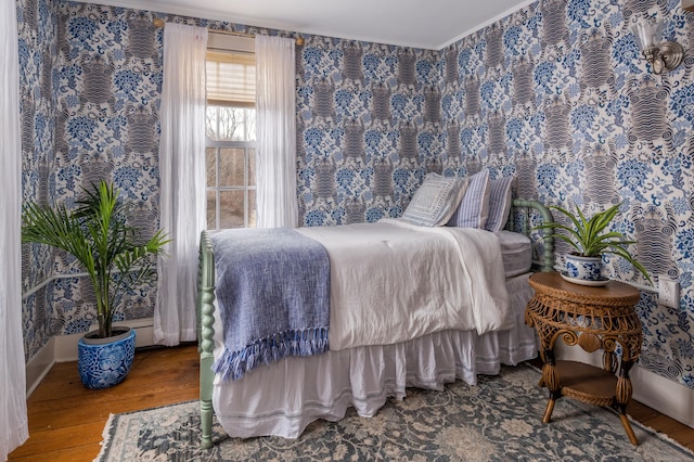 850 Noank Rd, Groton, CT 06355 - bedroom featuring wood-type flooring and wallpapered walls