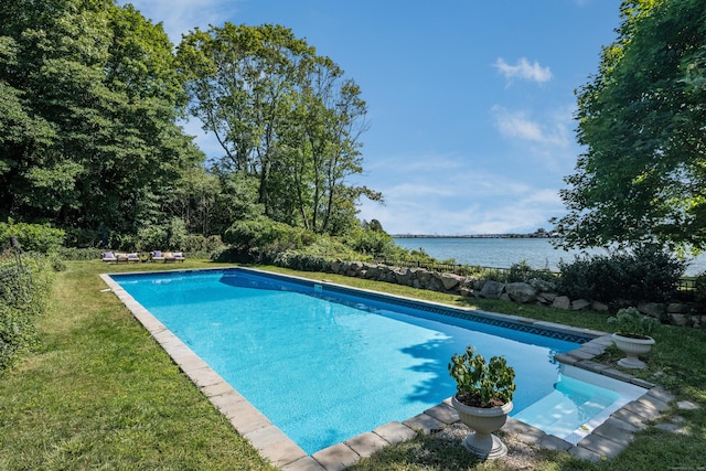 850 Noank Rd, Groton, CT 06355 - outdoor pool with a water view and a lawn