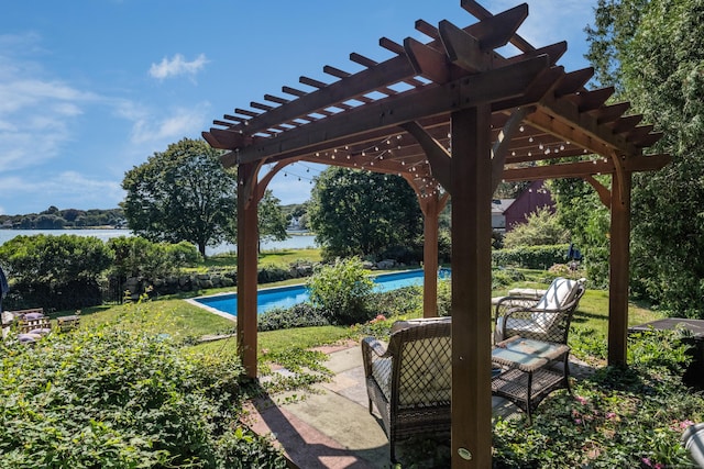 850 Noank Rd, Groton, CT 06355 - view of patio / terrace with a pergola, a water view, and an outdoor pool
