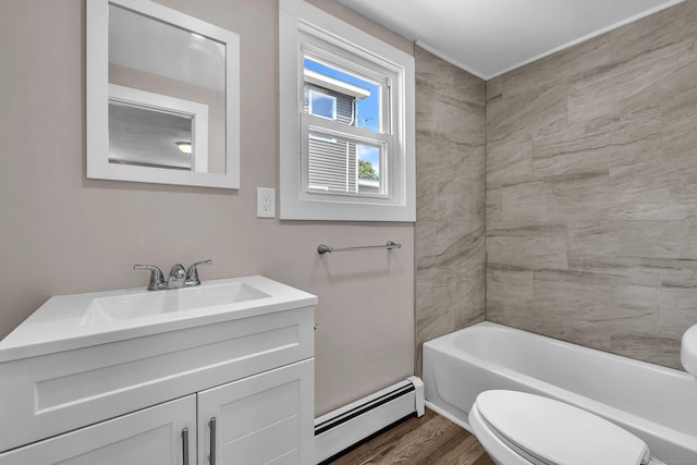 300 Central Ave, Norwich, CT 06360 - bathroom featuring a baseboard radiator, vanity, and wood finished floors