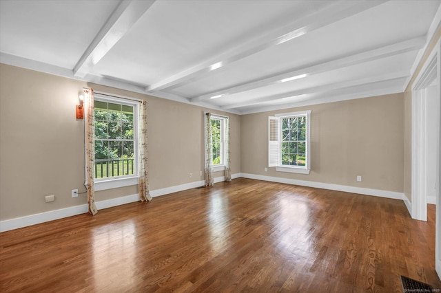 42 Woodmont Cir, East Haddam, CT 06423 - spare room featuring plenty of natural light, beamed ceiling, and wood finished floors