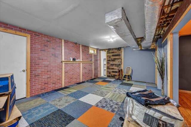 42 Woodmont Cir, East Haddam, CT 06423 - finished basement with brick wall