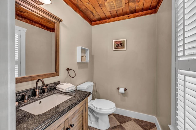 42 Woodmont Cir, East Haddam, CT 06423 - half bathroom featuring wood ceiling and vanity