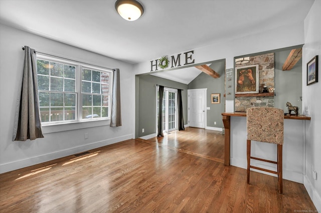 42 Woodmont Cir, East Haddam, CT 06423 - living room with wood finished floors and lofted ceiling