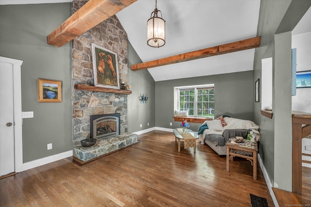 42 Woodmont Cir, East Haddam, CT 06423 - living area featuring wood finished floors and a fireplace