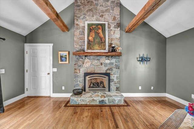 42 Woodmont Cir, East Haddam, CT 06423 - living area featuring wood finished floors and a stone fireplace