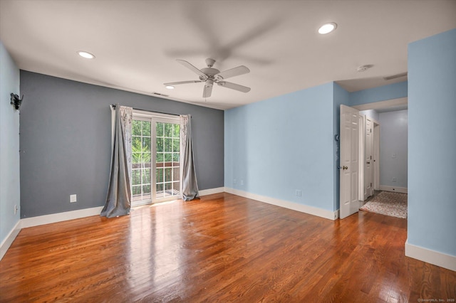 42 Woodmont Cir, East Haddam, CT 06423 - unfurnished room with ceiling fan, wood finished floors, recessed lighting, and a smoke detector
