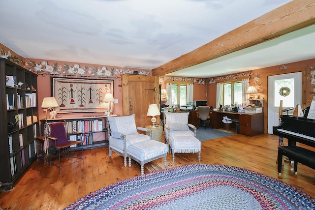 279 Pratt St, Winchester, CT 06098 - sitting room with wood-type flooring and beamed ceiling